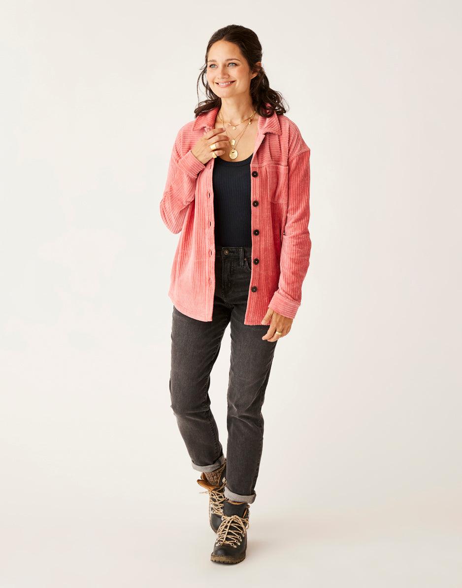 Carve Designs Hudson Stretch Cord Shacket: Henna