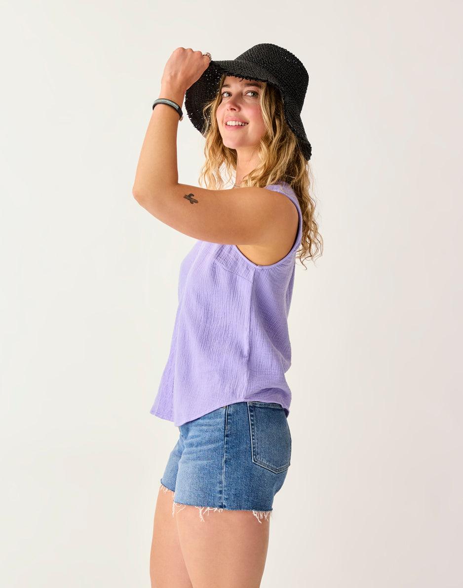 Carve Designs Kayla Gauze Tank: Tulip