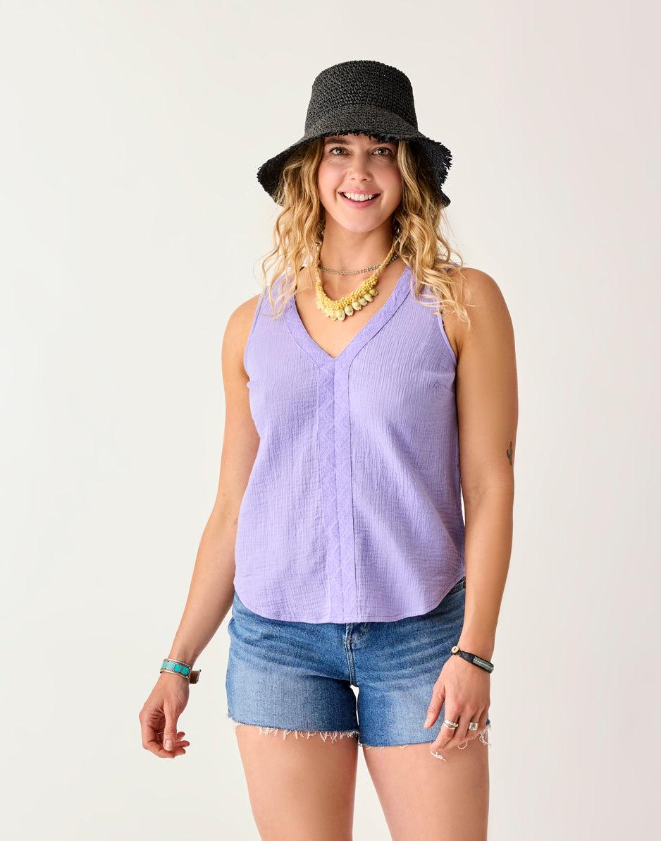 carve designs Kayla Gauze Tank: Tulip