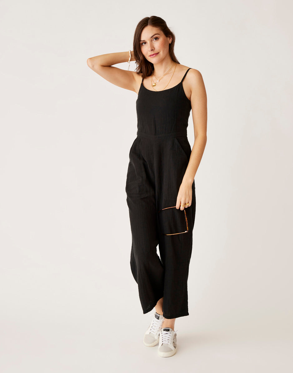 Carve Designs Knox Gauze Jumpsuit: Black