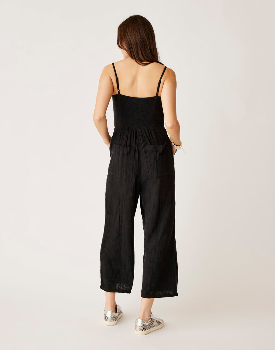 Carve Designs Knox Gauze Jumpsuit: Black