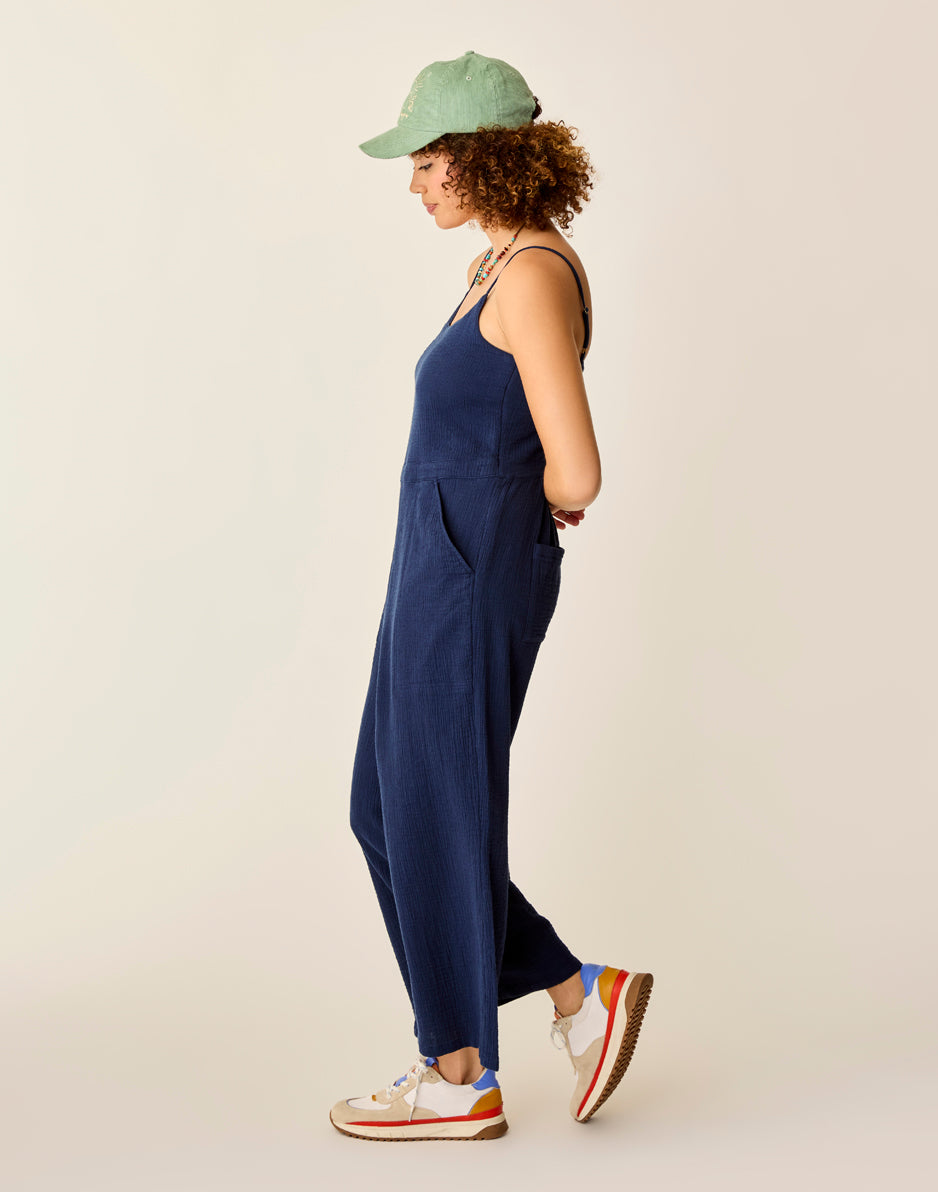Carve Designs Knox Gauze Jumpsuit: Navy