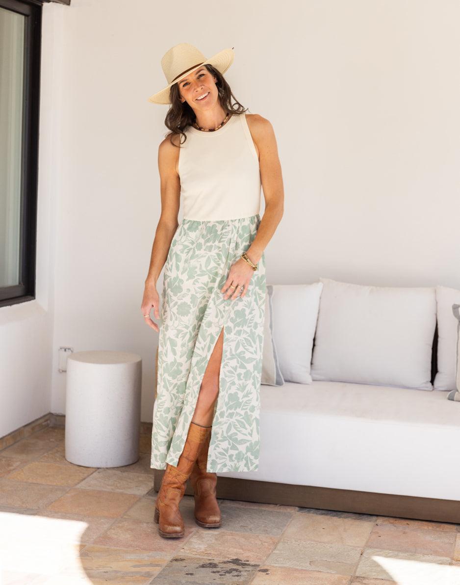 carve designs Lark Linen Dress: Haze Mezcal