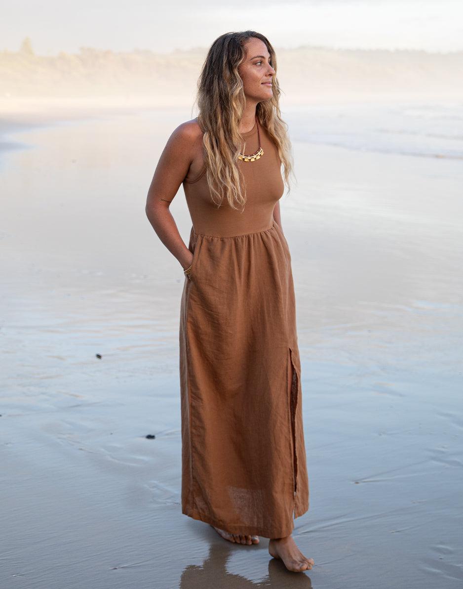 carve designs Lark Linen Dress: Rum Chambray