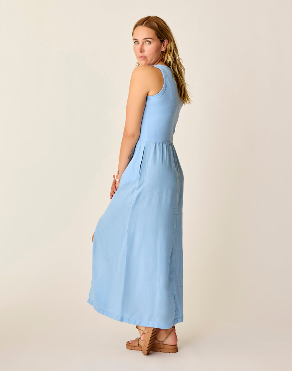 Carve Designs Lark Linen Dress: Sky Blue Chambray