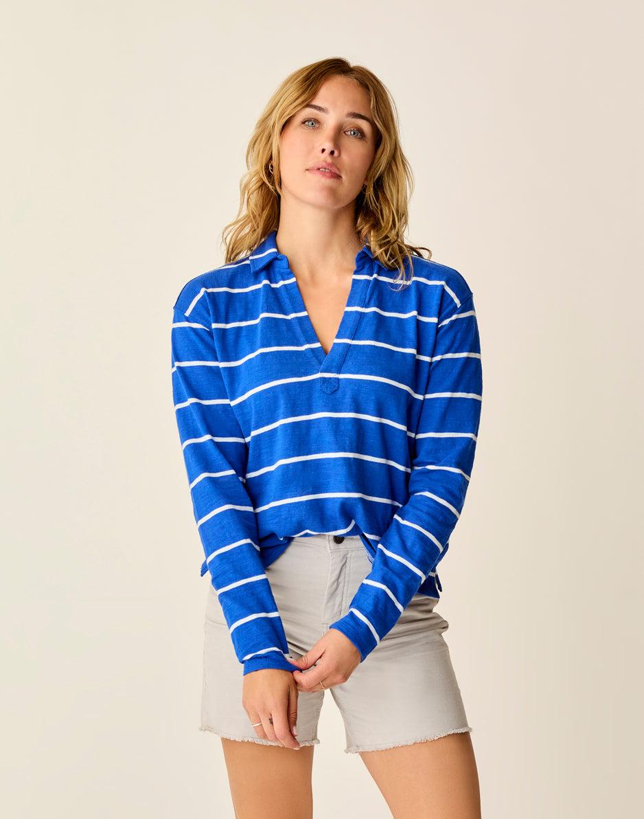 carve designs Mara Slub Polo: Billie Blue Stripe