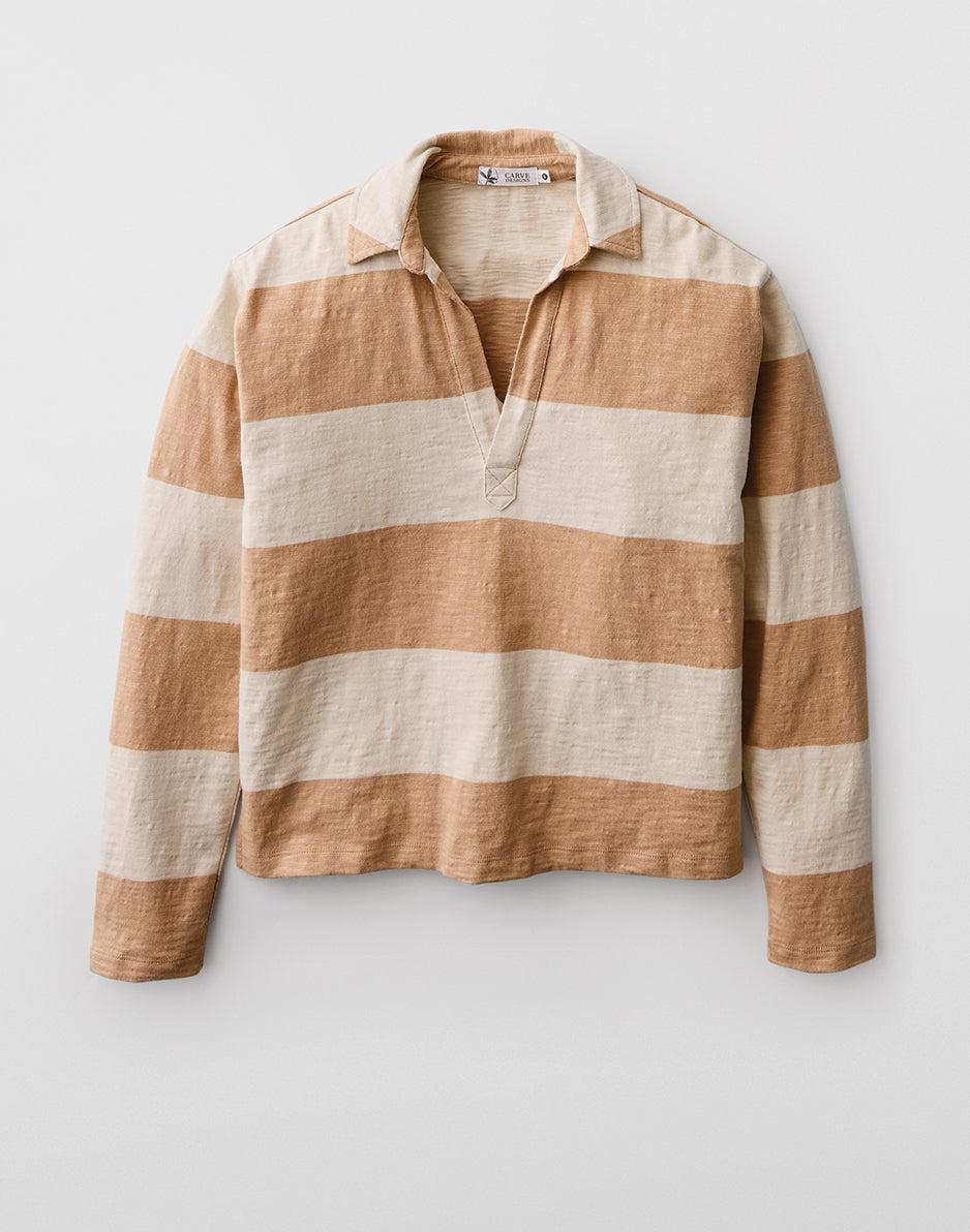 carve designs Mara Slub Polo: Biscuit Stripe