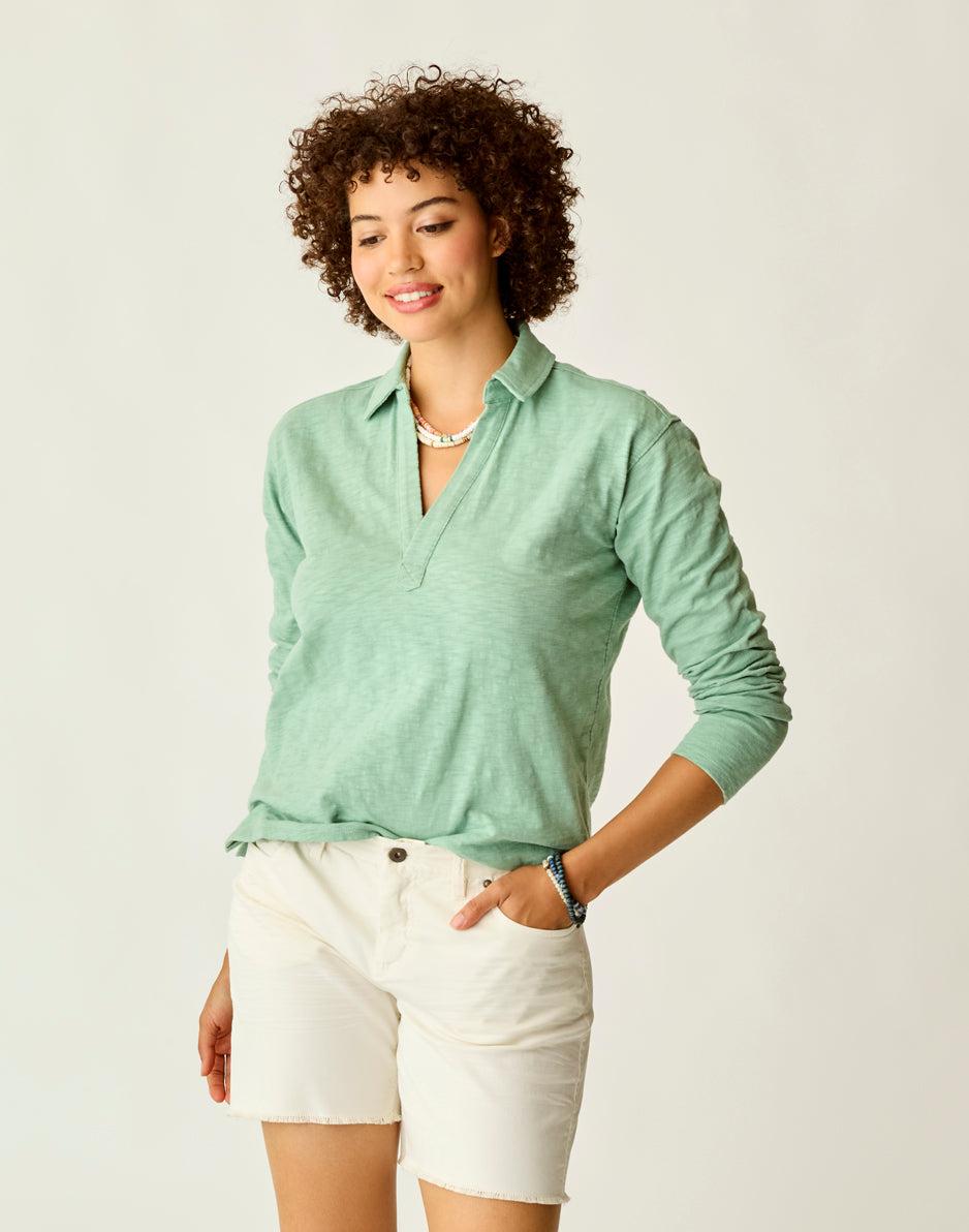 Carve Designs Mara Slub Polo: Haze