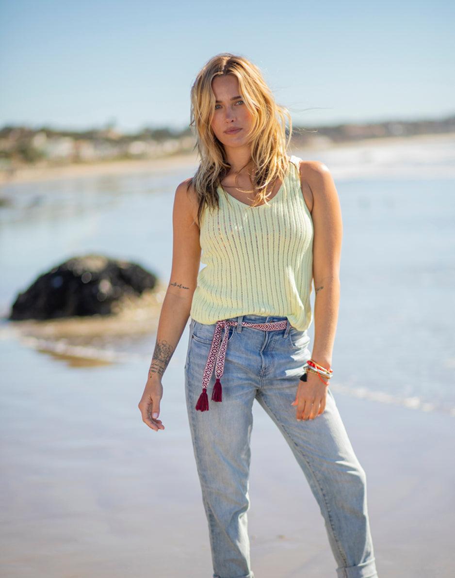 Carve Designs Micah Tank: Light Limeade