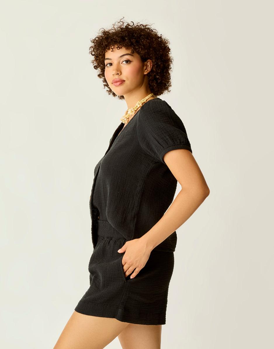 Carve Designs Milo Gauze Top: Black