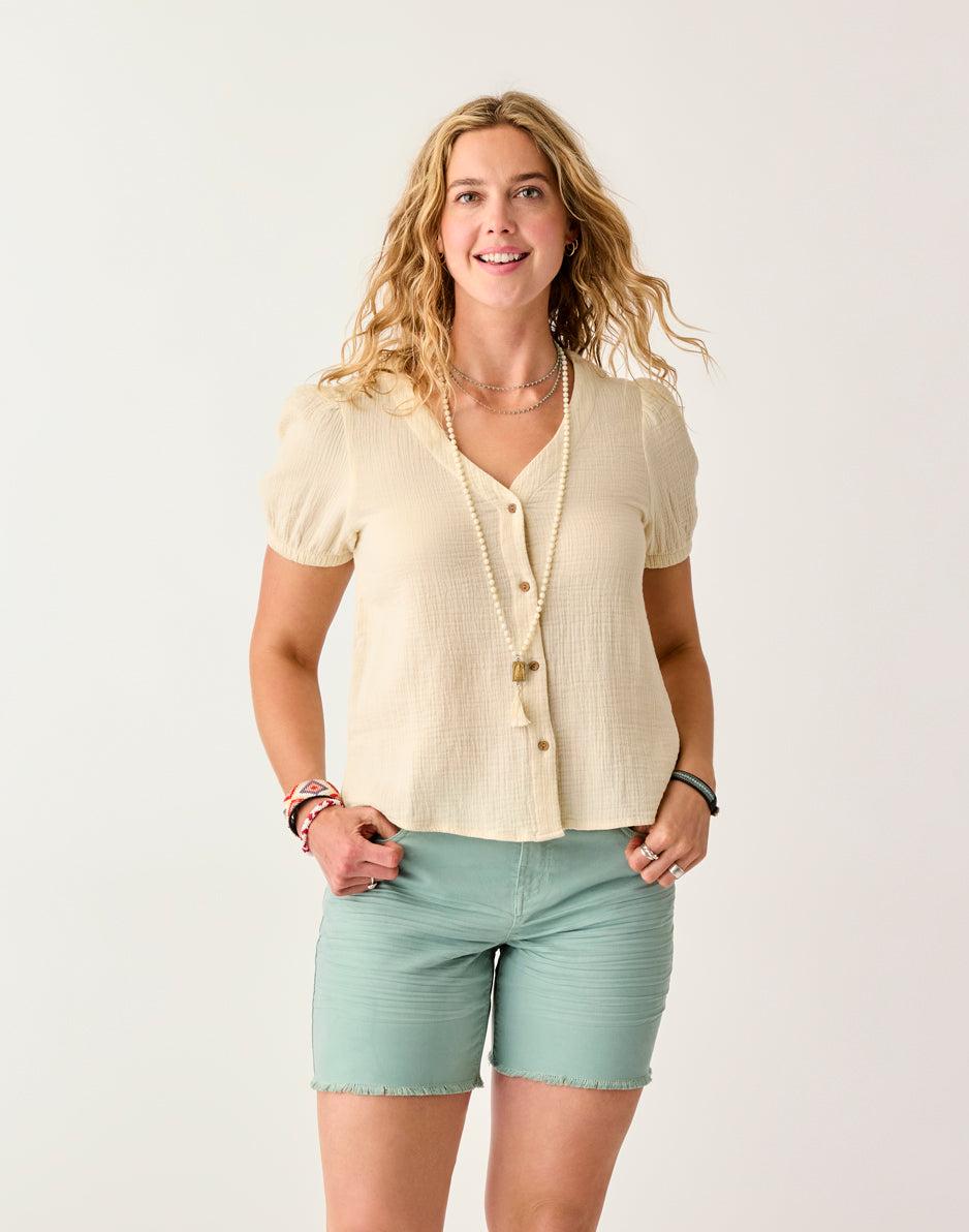 Carve Designs Milo Gauze Top: Dogwood