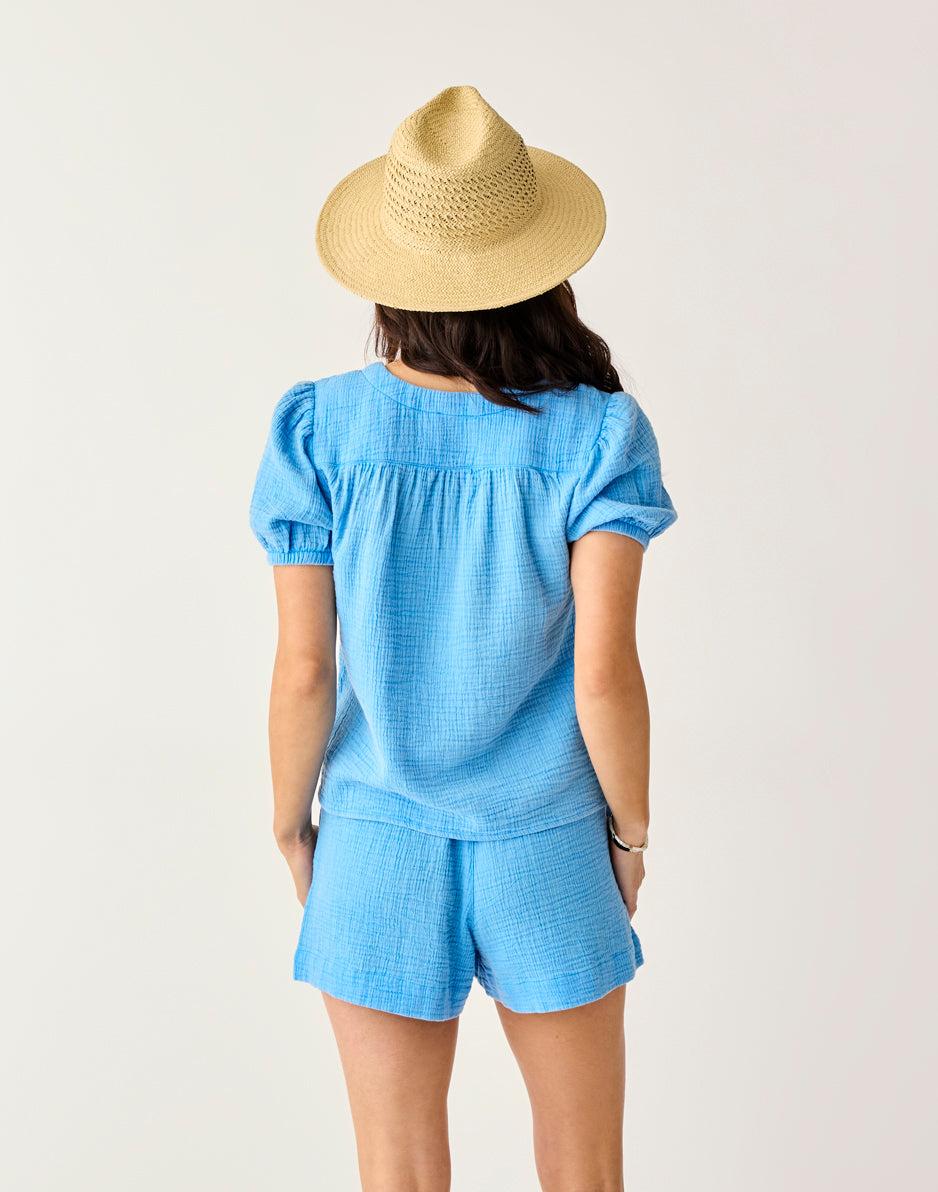 Carve Designs Milo Gauze Top: Lagoon