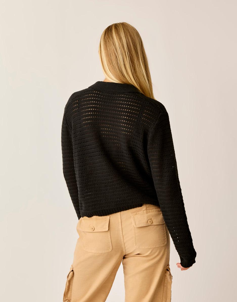 Carve Designs Morgan Polo Sweater: Black