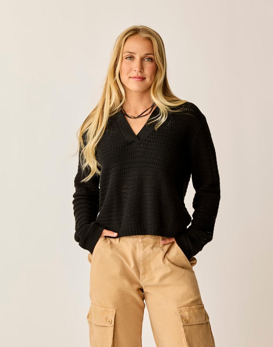 carve designs Morgan Polo Sweater: Black