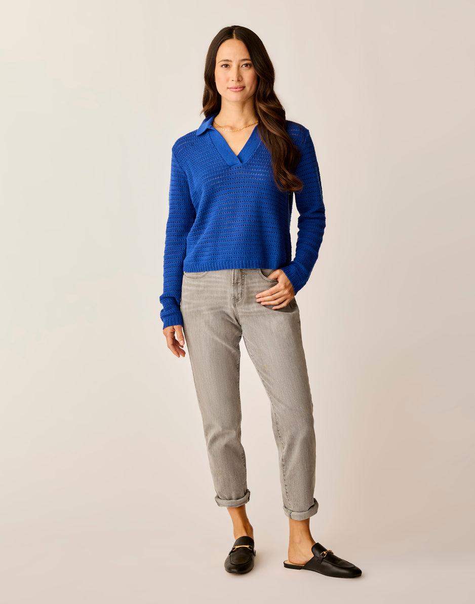 Carve Designs Morgan Polo Sweater: Capri