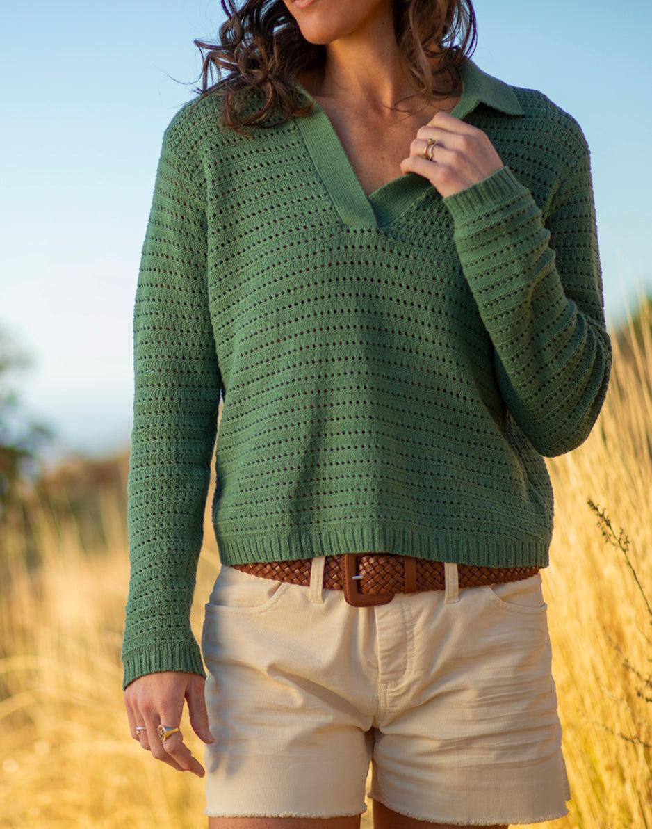 Carve Designs Morgan Polo Sweater: Dark Haze