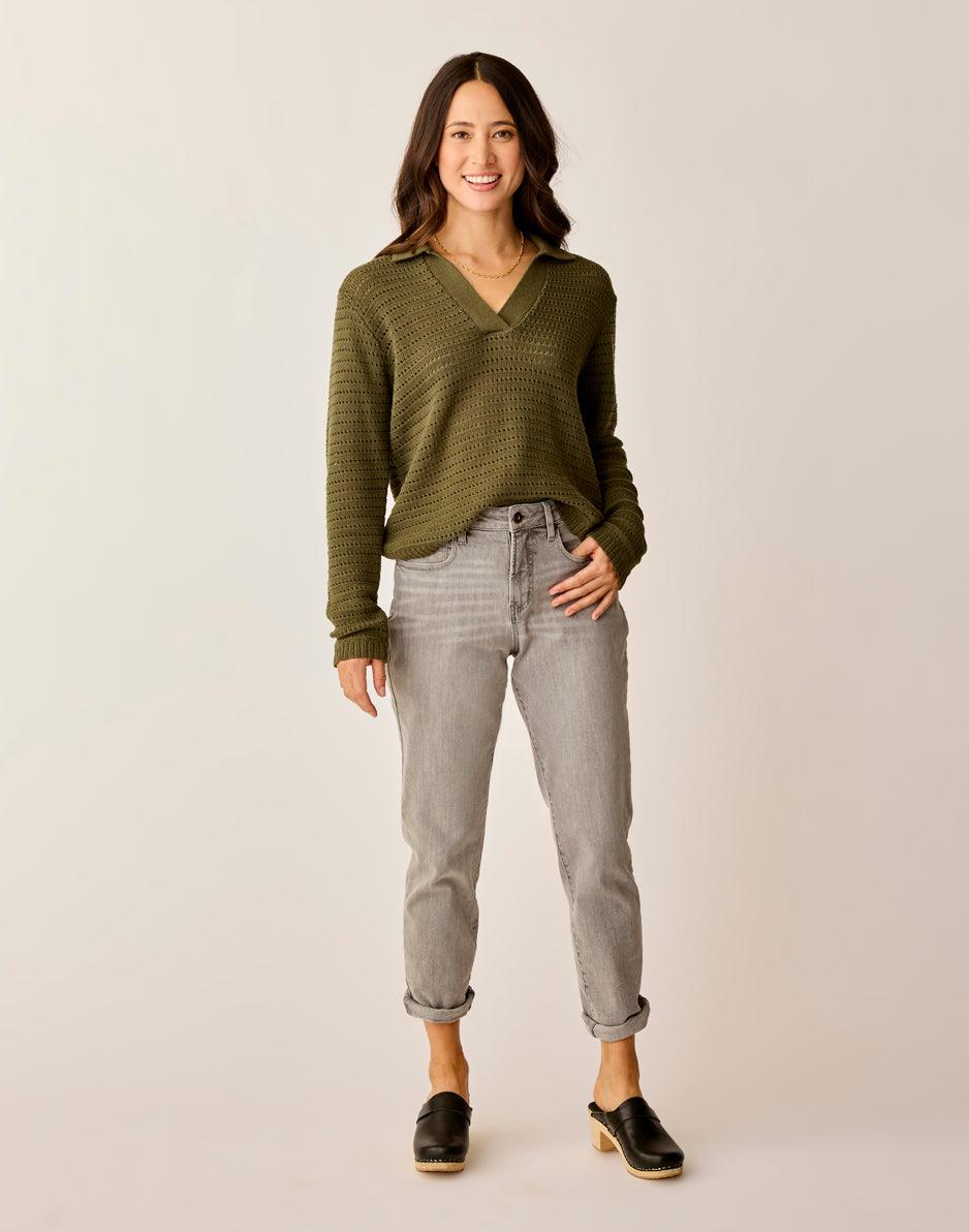 Carve Designs Morgan Polo Sweater: Fir