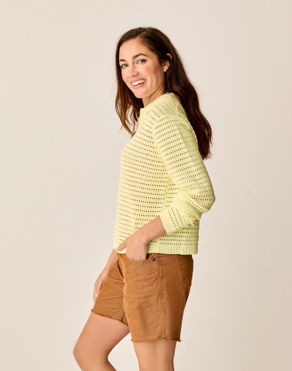 Carve Designs Morgan Polo Sweater: Light Limeade