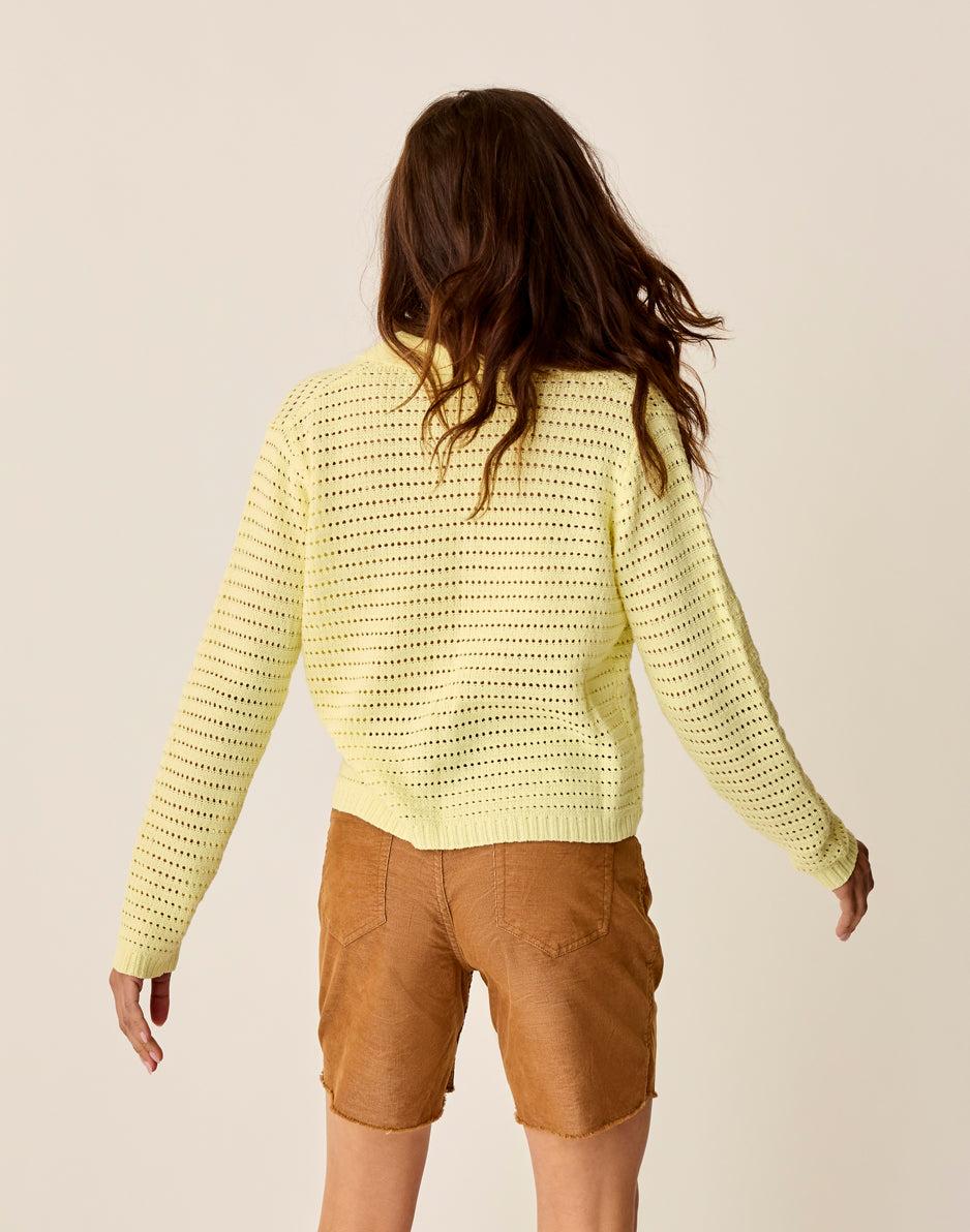 Carve Designs Morgan Polo Sweater: Light Limeade