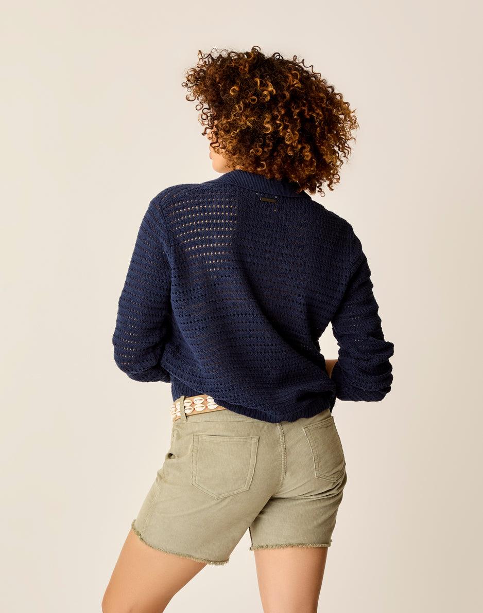 Carve Designs Morgan Polo Sweater: Navy