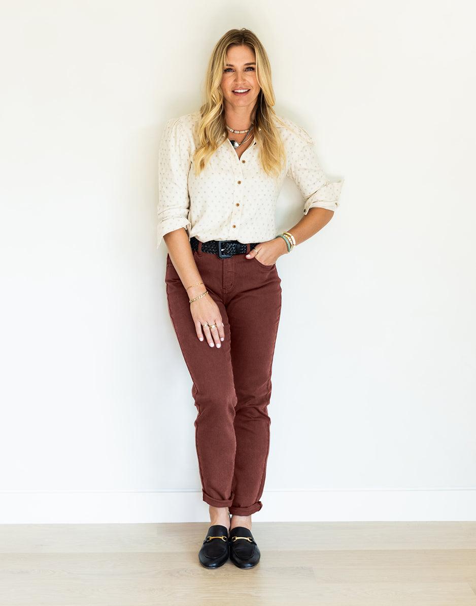 Carve Designs Nadia Twill Shirt: Birch Crosshatch