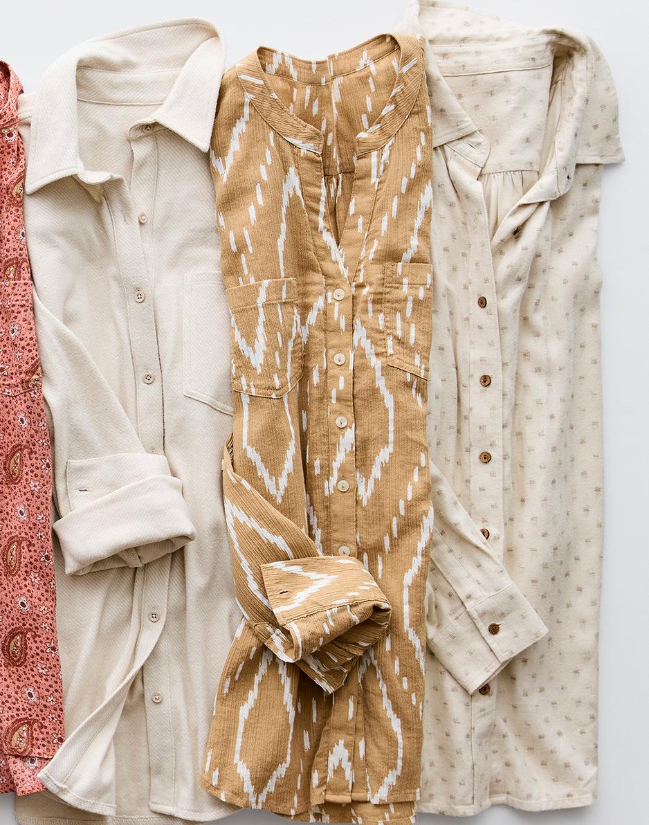 Carve Designs Nadia Twill Shirt: Birch Crosshatch