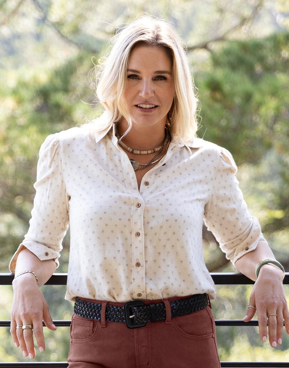 carve designs Nadia Twill Shirt: Birch Crosshatch