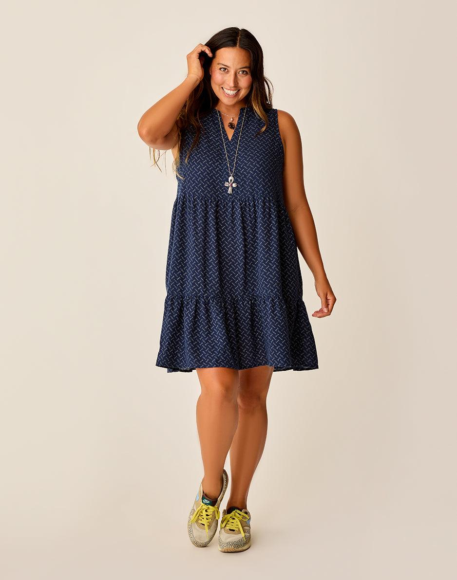 carve designs Nellie Linen Dress: Navy Disco