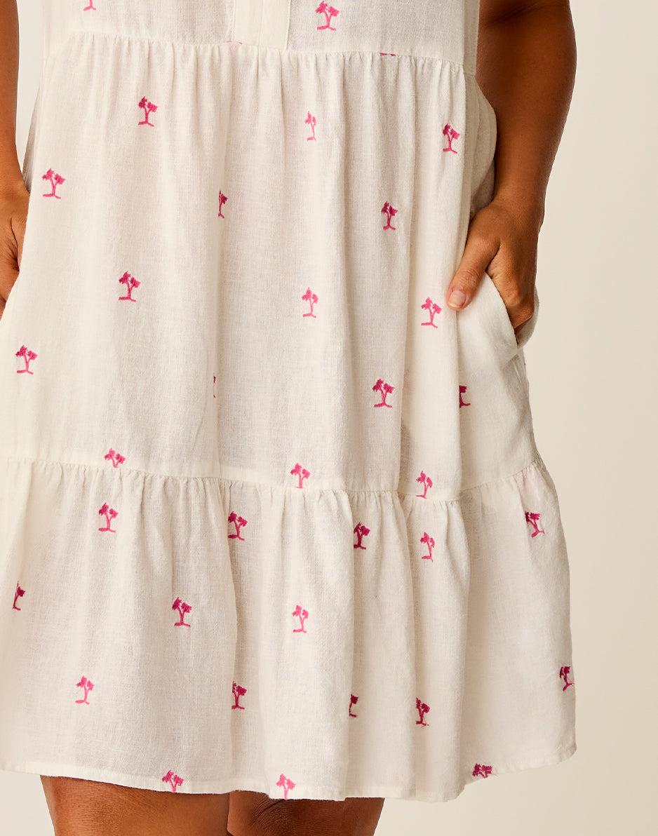 Carve Designs Nellie Linen Dress: Palm Embroidered