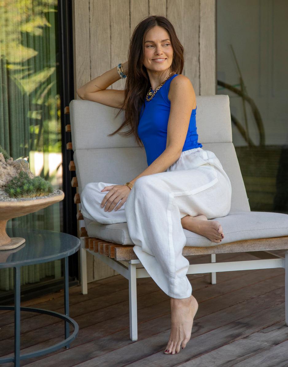 Carve Designs Nico Linen Pant: Cloud Chambray