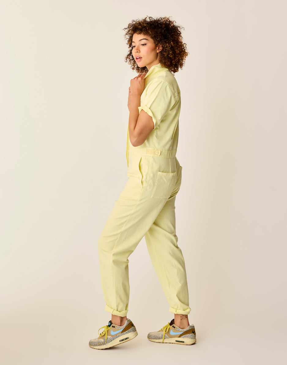 Carve Designs Nyla Twill Jumpsuit: Light Limeade