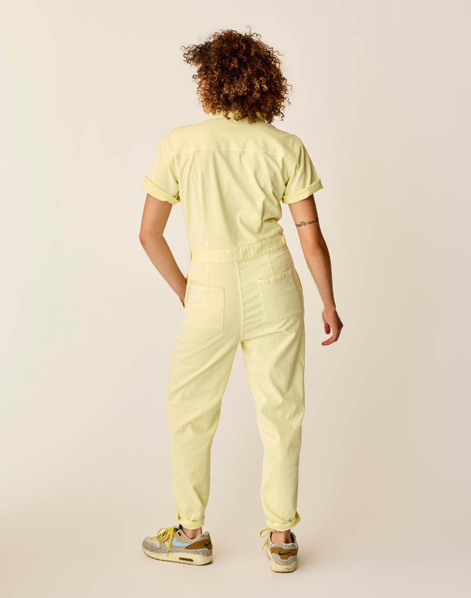 Carve Designs Nyla Twill Jumpsuit: Light Limeade