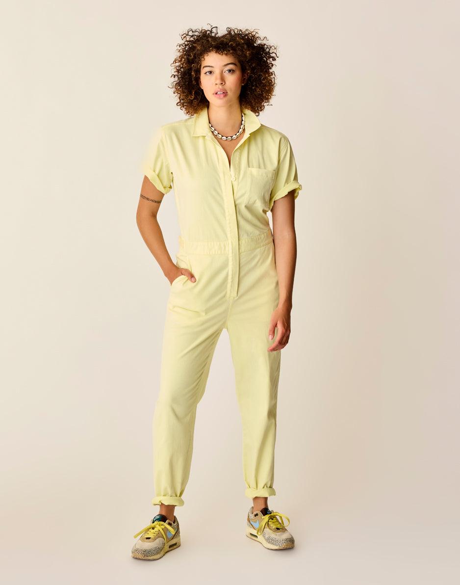 Carve Designs Nyla Twill Jumpsuit: Light Limeade