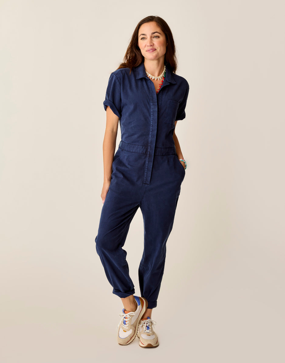 Carve Designs Nyla Twill Jumpsuit: Navy