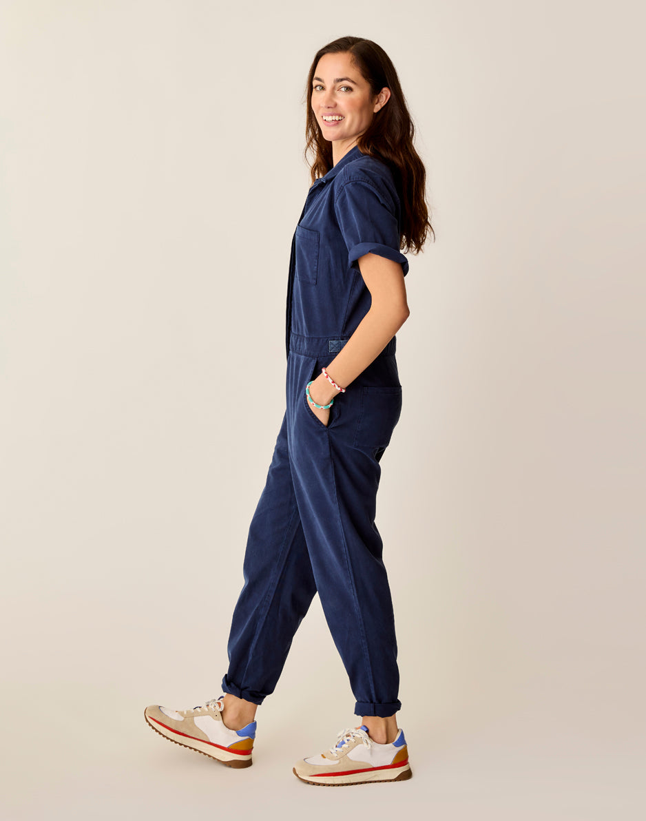 Carve Designs Nyla Twill Jumpsuit: Navy