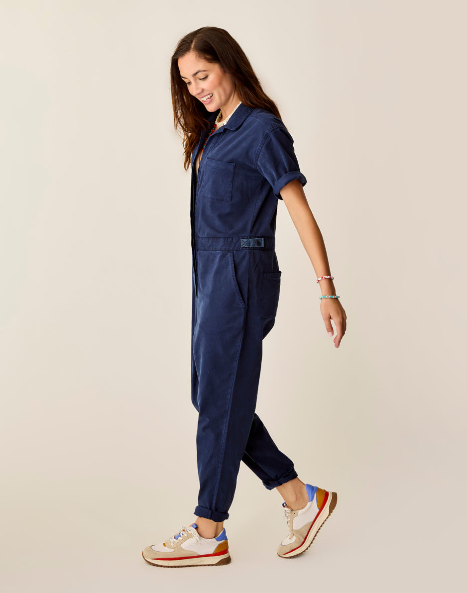 Carve Designs Nyla Twill Jumpsuit: Navy