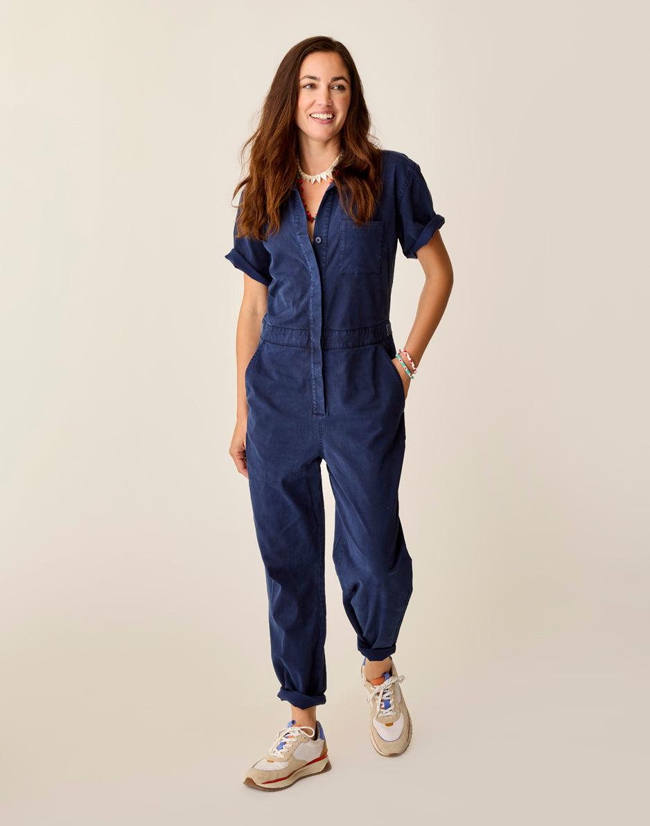carve designs Nyla Twill Jumpsuit: Navy