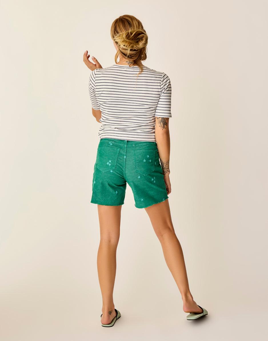 Carve Designs Oahu Hi Rise 6" Short: Jade Embroidery