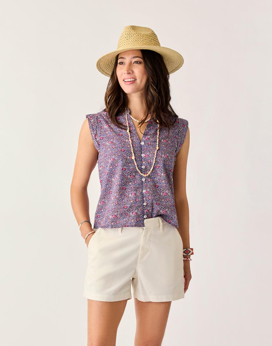 Carve Designs Reagan Top: Pink Garden