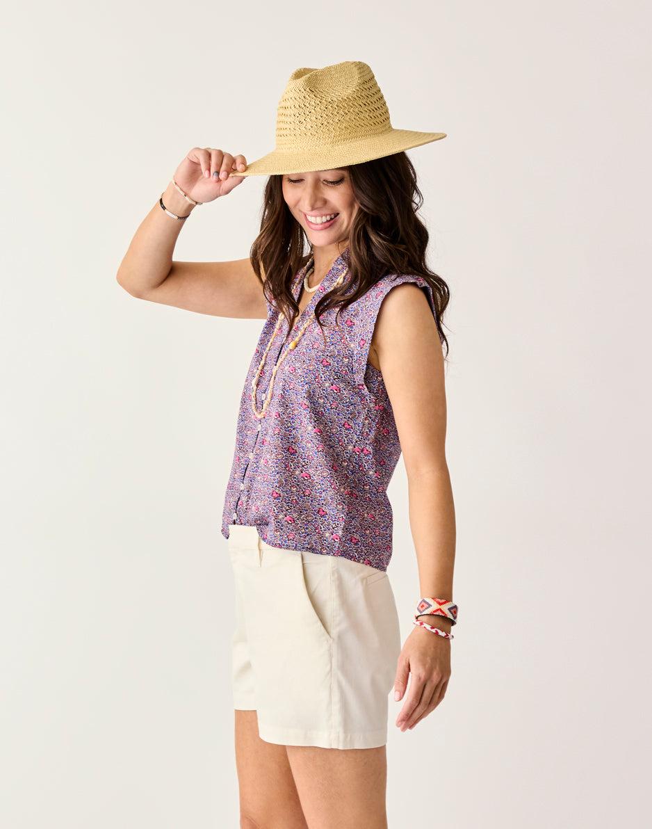 Carve Designs Reagan Top: Pink Garden