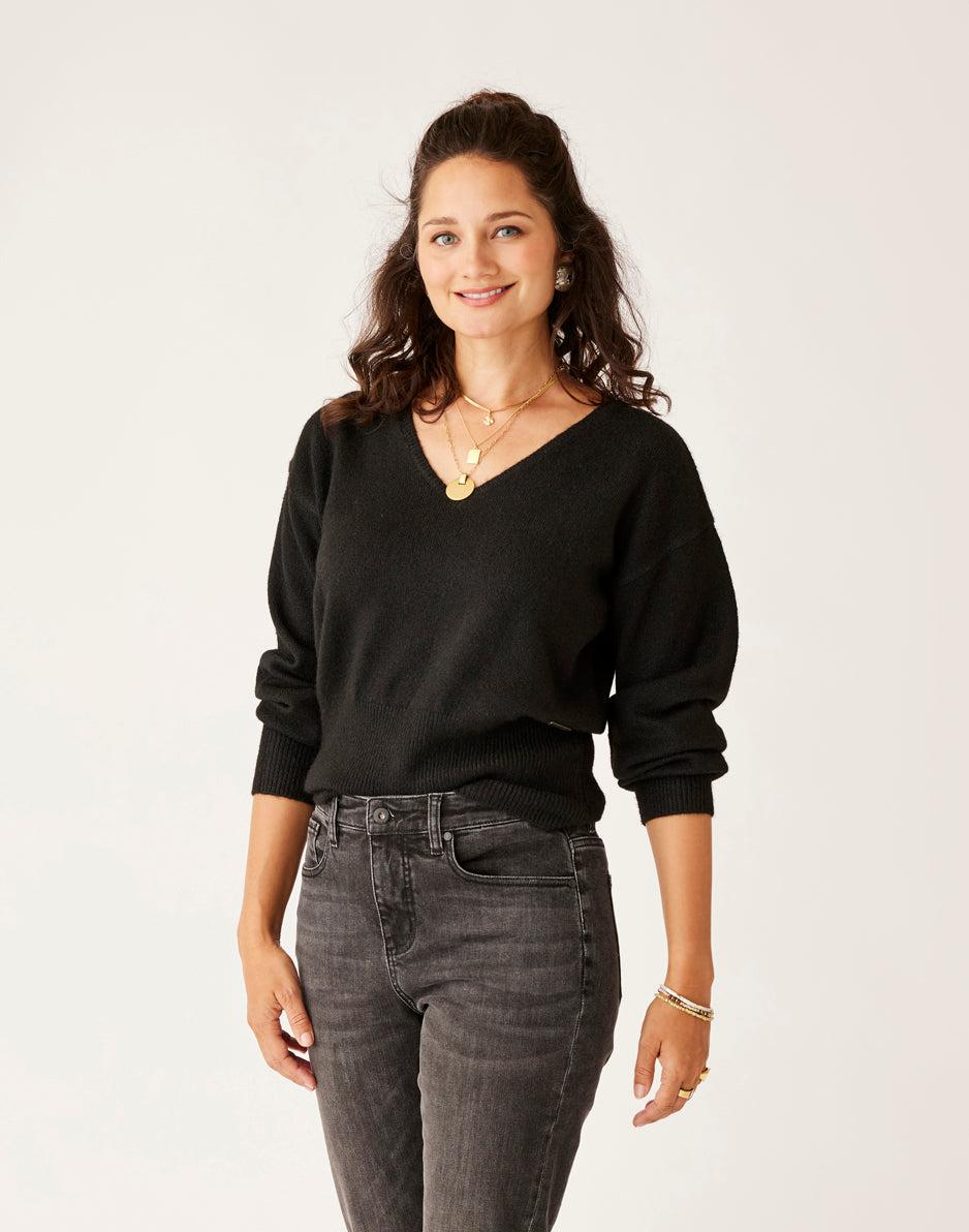 Carve Designs Ruth Reversible Fuzzy Sweater: Black