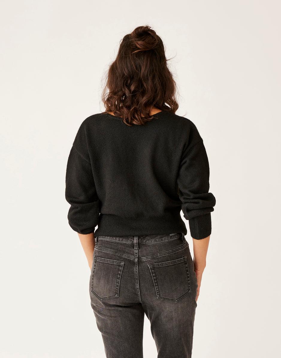 Carve Designs Ruth Reversible Fuzzy Sweater: Black