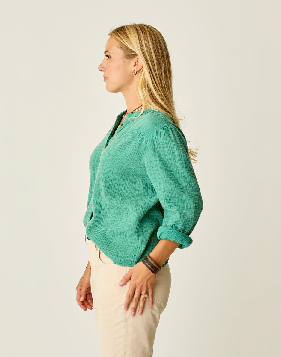 Carve Designs Tatum Double Gauze Shirt: Jade