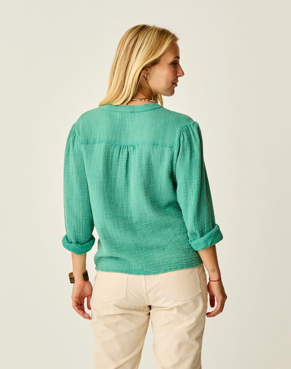 Carve Designs Tatum Double Gauze Shirt: Jade