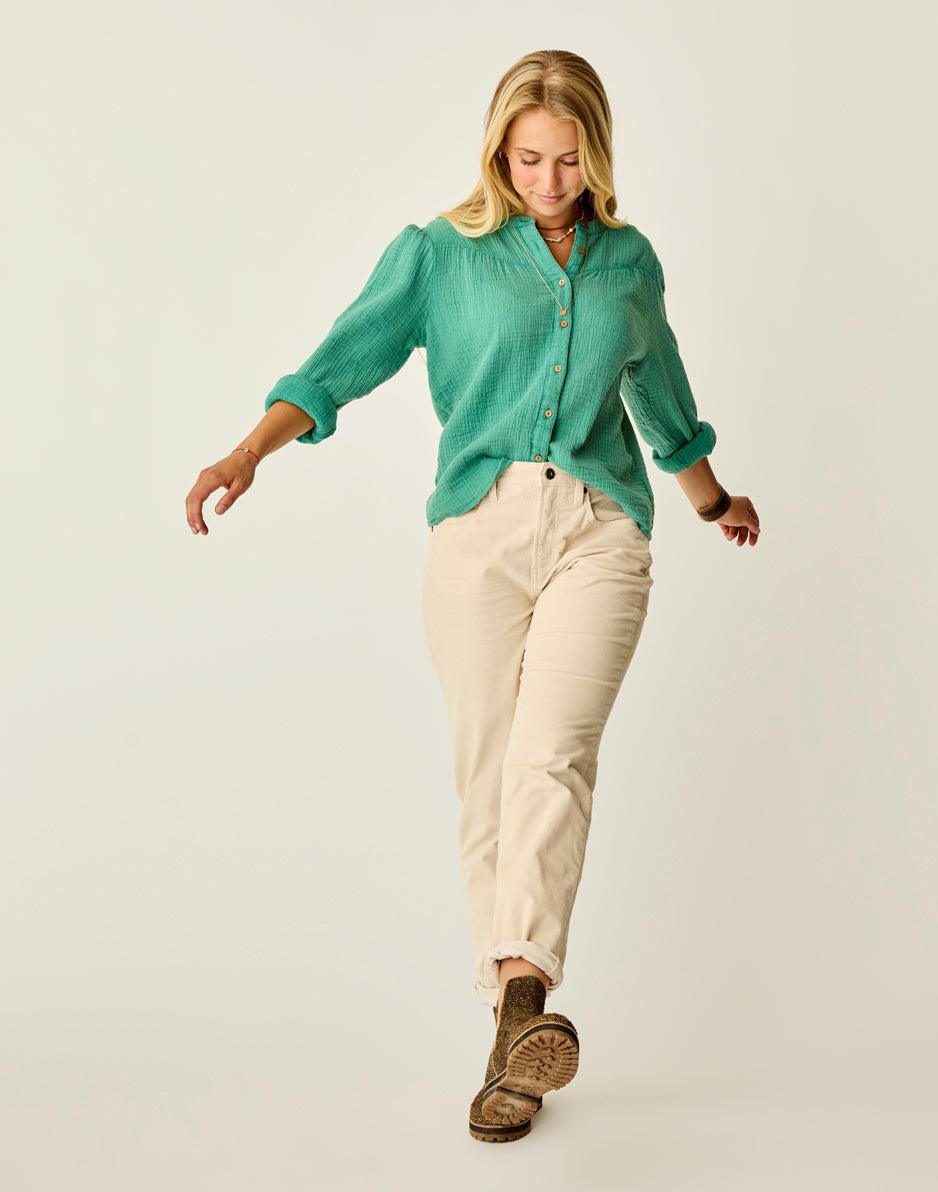Carve Designs Tatum Double Gauze Shirt: Jade