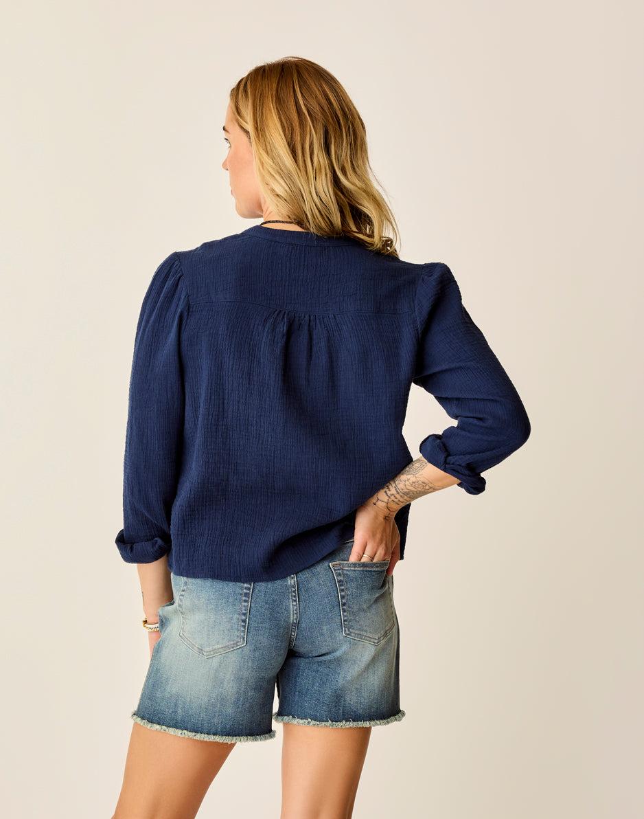 Carve Designs Tatum Double Gauze Shirt: Navy