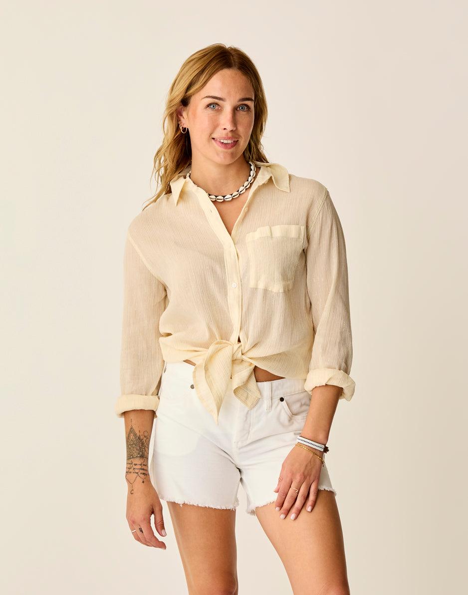 Carve Designs Taylor Gauze Tunic: Birch Lurex