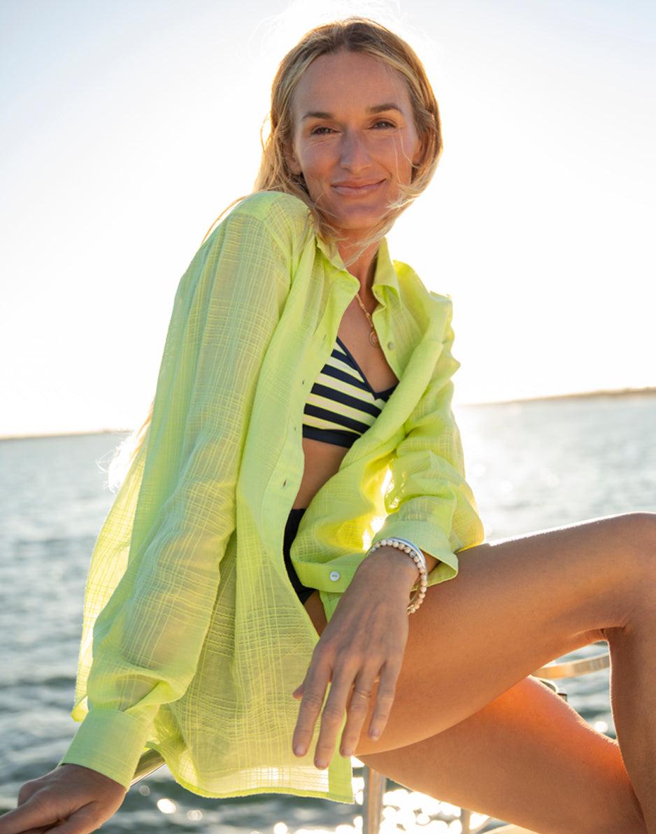 carve designs Taylor Textured Tunic: Limeade