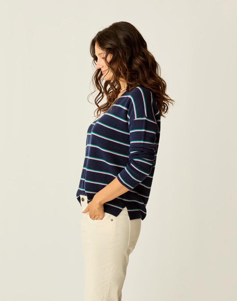 Carve Designs Zella Merino Sweater: Navy Stripe