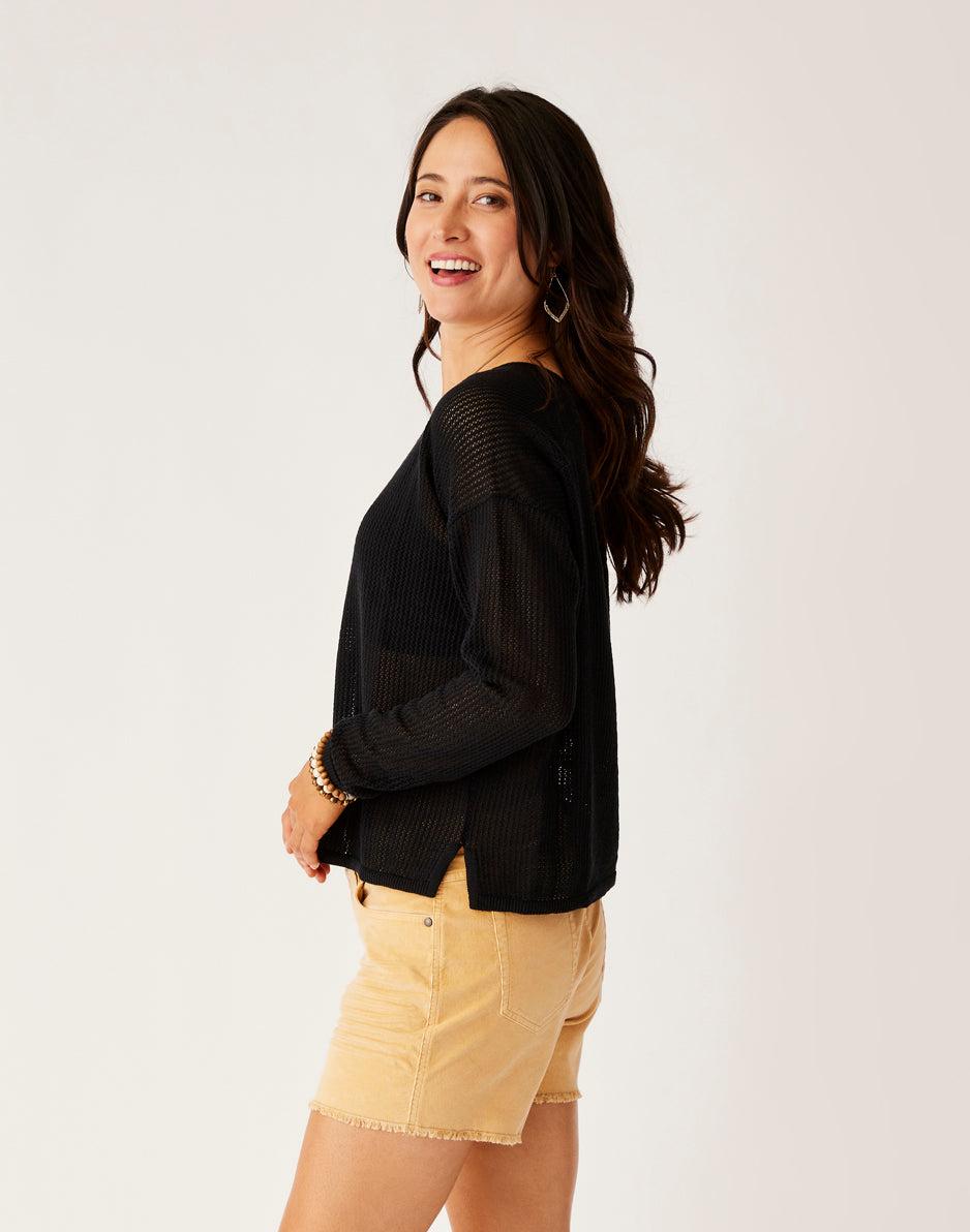 Carve Designs Zella Mesh Pullover: Black